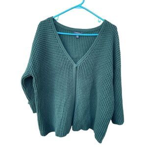 Lands’ End size L chunky knit dolman sleeves V Neck  cardigan.